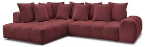 Бордо шенилов сгъваем/с място за съхранение ъглов диван (ляв ъгъл/L форма) Everest – Bobochic Paris