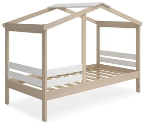 Бяло/естествено легло за къща от бор 90x190 cm Angel - Marckeric