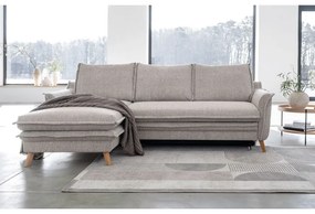 Сиво-бежов разтегателен/с място за съхранение ъглов диван (ляв ъгъл) Charming Charlie – Miuform