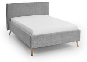 Светлосиво тапицирано двойно легло с място за съхранение с включена подматрачна рамка 140x200 cm Riva – Meise Möbel