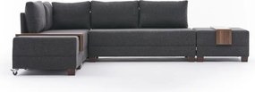 Антрацитен ъглов разтегателен диван (ляв ъгъл) Fly – Balcab Home