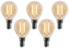 Комплект от 5 димируеми LED крушки E14 G45 Злато 4W 330 lm 2100K