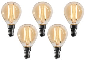 Комплект от 5 E14 димируеми LED крушки G45 златни 4W 330 lm 2100K