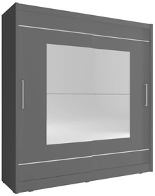 Гардероб Walla с плъзгащи врати-180 x 62 x 200 cm-сив