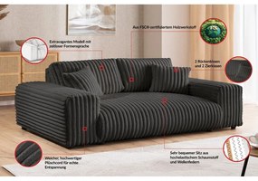 Тъмносив диван от рипсено кадифе 213 cm Justin – Ropez