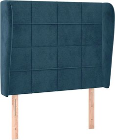 3118002 vidaXL Горна табла за легло с уши, тъмносиня, 103x23x118/128 см,кадифе