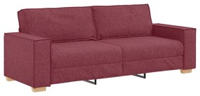 4104993 vidaXL 3-местен диван, бордо, 180 см, плат