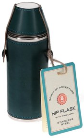 Тъмносин комплект колба и чаши за шотове от неръждаема стомана 220 ml 3 бр. Spirit of Adventure – Rex London