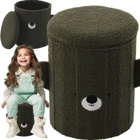 Симпатичен детски сгъваем пуф с място за съхранение Зелено