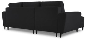 Черен разтегателен ъглов диван с място за съхранение от прежда с примки от букле (ляв ъгъл) Kyoto – Cosmopolitan Design