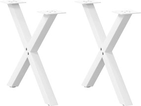 4012897 vidaXL Крака за масичка за кафе, X-образни, 2 бр., бели, 50 x (42-43) см, стомана