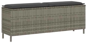 4104156 vidaXL Градинска пейка с възглавница сива 110x30x40,5 cm Поли ратан