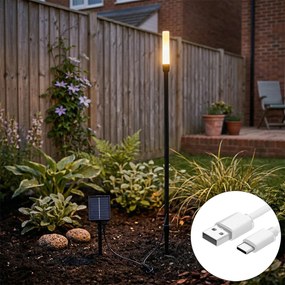 Външна подова лампа черна с акумулаторен LED и соларен панел - Barry