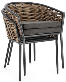 Сив градински стол метален Maribela – Bizzotto