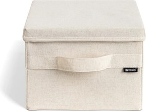 Бежова текстилна кутия за съхранение с капак 27x36x19 cm Soft Storage Small – Bigso