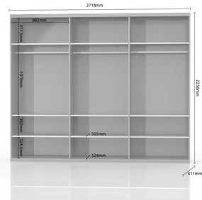 Гардероб с плъзгаща се врата Трикрилен Realm 280 с огледало-бежов