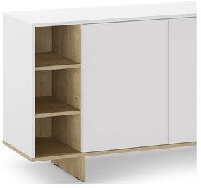 Бял нисък скрин от дъб 170x80 cm Cequoia - Marckeric