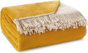 Памучно одеяло с пискюли - жълто Ширина: 150 см | Дължина: 200 см