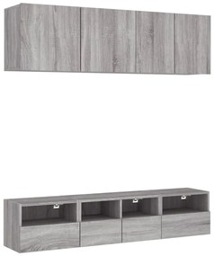 3216516 vidaXL ТВ стенни модули, 5 части, сив сонома, инженерно дърво