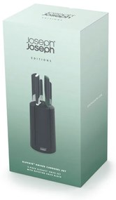 Комплект ножове Joseph Joseph Elevate 10541, Японска стомана, Въртяща се стойка, Без BPA, Черен/зелен