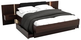 Двойно легло DOTA + легло с ламели и плот с нощни шкафчета, 160x200, венге
