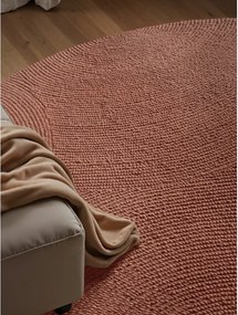 Теракотен ръчно изработен вълнен кръгъл килим ø 150 cm Calmio – Hanse Home