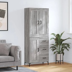 3200007 vidaXL Висок шкаф, сив сонома, 69,5x34x180 см, инженерно дърво