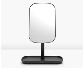 Огледало с поставка за принадлежности Brabantia ReNew 1004184, 28.3х20х12.6 см, Неплъзгаща се основа, 360° регулиране, Тъмносив