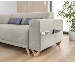 Бежов разтегателен/с място за съхранение ъглов диван (ляв ъгъл/L форма) Classy Sophie – Miuform