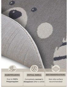 Сив детски килим ø 140 cm Bear - Hanse Home