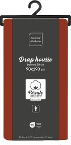 Еластичен чаршаф от памук перкал в тухлен цвят 90x190 cm Percaline – douceur d'intérieur