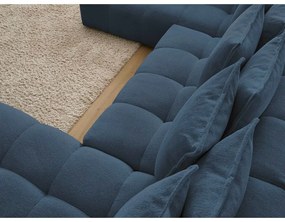 Тъмносин шенилов сгъваем/с място за съхранение ъглов диван (ляв ъгъл/U форма) Everest – Bobochic Paris