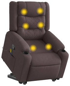 3310270 vidaXL Изправящ масажен реклайнер стол, тъмнокафяв, текстил