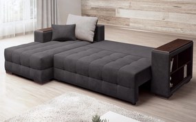 Разтегателен ъглов диван с подлакътник етажерка Мелвин Спринг S