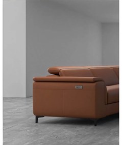 Ъглов диван от кафява кожа в цвят коняк (десен ъгъл) Brito - MESONICA