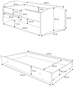 Детско легло Belossi-160 x 80-With protector-White-Roz