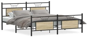 3325098 vidaXL Метална рамка за легло, без матрак, сонома дъб, 180x200 см