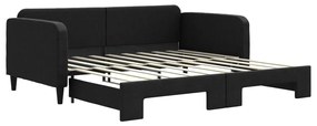 3196828 vidaXL Канапе с изтеглящо разтегателно легло черно 90x190 см плат
