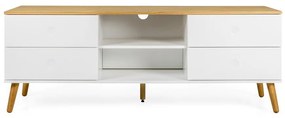 Бяла маса за телевизор с дъбови крака, широчина 162 cm Dot - Tenzo