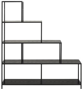 Черна етажерка за книги в декор от ясен 135x150 cm Seaford - Actona