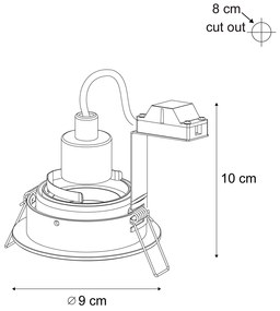 Комплект от 6 модерни вградени спота бежови GU10 50 мм въртящи се и накланящи се - Chuck