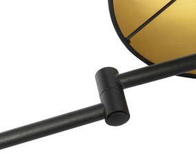 Стенна лампа черна с черен абажур и регулируема ръка - Ladas Deluxe