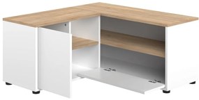 Масичка за телевизор с дъбов декор в бял и естествен цвят 90x45 cm Angle - TemaHome