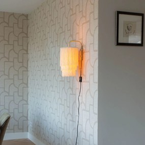 Ориенталски стенен аплик златен с кремав абажур с ресни - Franxa