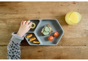 Сива силиконова детска чиния 16x25 cm – Kindsgut