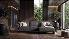 Ъглов диван в черно и сиво от изкуствена кожа (десен ъгъл) Copenhagen - Scandic