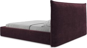 Тъмнолилаво двойно легло 180x200 cm тапицирано с място за съхранение с включена подматрачна рамка Esala – Makamii