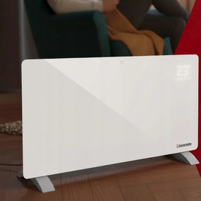 Стъклен електрически нагревател Kaminer ZELVA 2500W с WiFi управление - бял