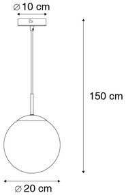 Интелигентна висяща лампа месинг с океанско синьо стъкло 20 см с WiFi ST64 - Pallon