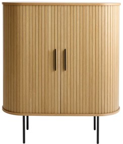 Шкаф за вино от дъбов декор с плъзгащи се врати в естествен цвят 100x118x40 cm Nola – Unique Furniture